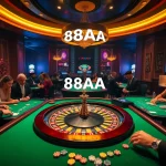 Experience the thrilling gameplay at a casino with 88AA betting options, highlighted by roulette and poker action.