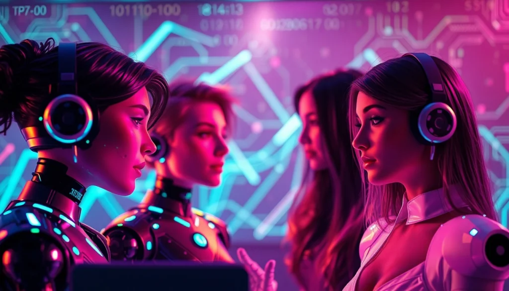 Engaging AI chatbots in intimate conversations on a vibrant digital platform for porn AI chat.