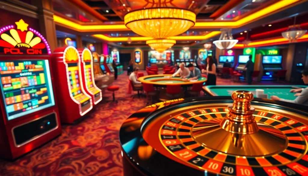 Experience the thrill of 78win as players engage at the roulette wheel in a bustling casino environment.